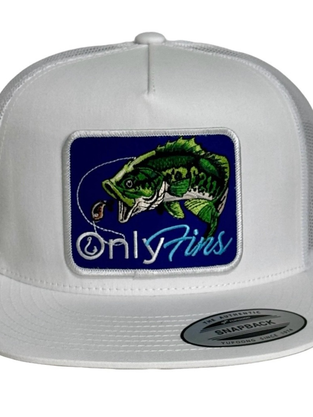 Only Fins Flat Bill Mesh Back Snapback Adjustable Embroidered Patch Hat